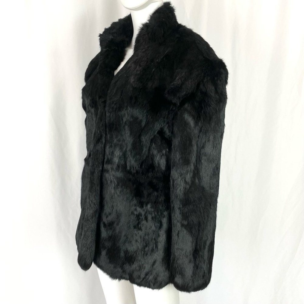 VINTAGE BLACK RABBIT FUR WINTER COAT SZ M